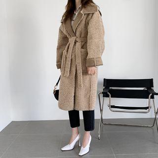 Tie Waist Fleece Coat