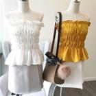 Strapless Shirred Chiffon Top