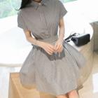 Striped Short-sleeve Shirt Dress