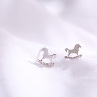 Rocking Horse Rhinestone Stud Earring As Shown In Figure - One Size