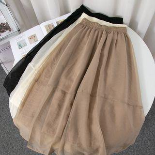 High-waist A-line Mesh Skirt