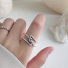 925 Sterling Silver Knot Layered Open Ring Silver - One Size