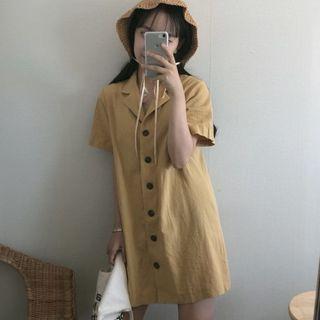 Tie Waist Single-breasted Short-sleeve Dress