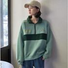 Color Block Polo Pullover Green - One Size
