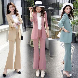 Set: 3/4-sleeve Blazer + Boot Cut Pants