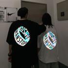 Couple Matching Reflective Short-sleeve Letter Printed T-shirt