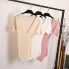 Short-sleeve Asymmetric Knit Top