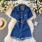 Short-sleeve Denim Romper