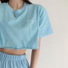 Embroidered Loose-fit Crop Top