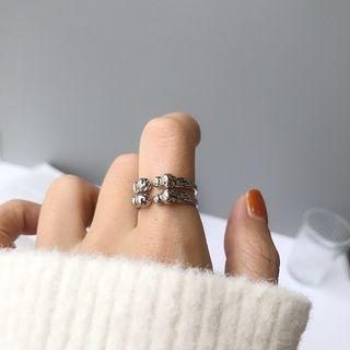 Melting Layered Sterling Silver Open Ring K726 - Silver - One Size