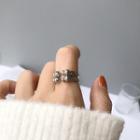 Melting Layered Sterling Silver Open Ring K726 - Silver - One Size