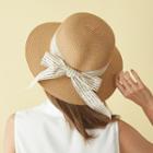 Letter Ribbon Detail Straw Hat