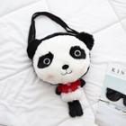 Panda-shaped Furry Crossbody Bag Black - One Size