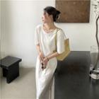Short-sleeve Chain-accent Bow Midi T-shirt Dress