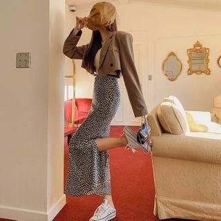 Slit-side Floral Maxi Mermaid Skirt