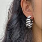Striped Hoop Earring 1 Pair - Black & White - One Size
