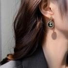 Lettering Rhinestone Alloy Dangle Earring 1 Pair - Earrings - 925silver Pin - Black - One Size