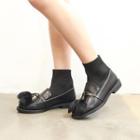 Elastic Shaft Faux Leather Loafers