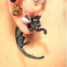 Cat Stud Earring 1 Pc - Black - One Size