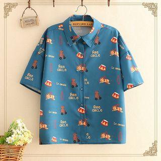 Circus Printed Short-sleeve Shirt As Shown In Figure - One Size