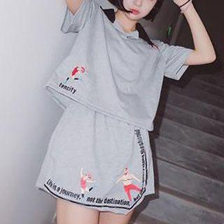 Set: Embroidered Short Sleeve Polo Shirt + Skort