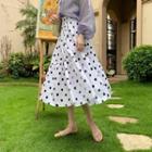 High-waist Dotted Chiffon Skirt As Shown In Figure - One Size