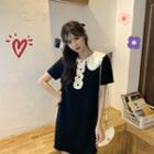 Short-sleeve Ruffle Trim A-line Polo Dress