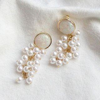 Faux-pearl Drop Earring / Leaf Drop Earring