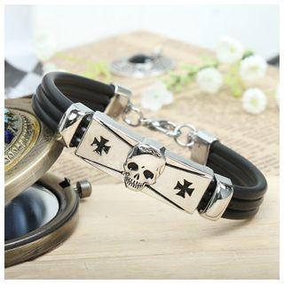 Skull Titanium Steel Faux Leather Bracelet
