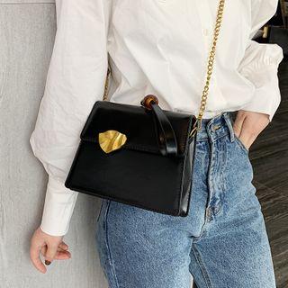 Flap Faux Leather Chain Strap Crossbody Bag