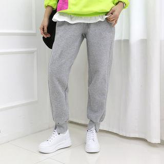 Slit-hem Fleece-lined Jogger Pants