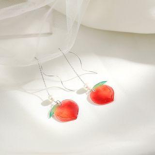 925 Sterling Silver Peach Drop String Earrings / Hook Earrings