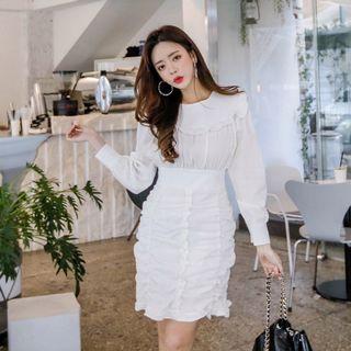 Puff-sleeve Ruched Mini Dress