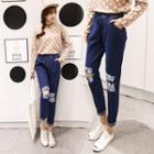 Print Cutout Straight Leg Jeans
