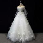 Flower Applique Ball Gown Wedding Dress