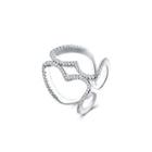 Simple And Fashion Cutout Cubic Zircon Adjustable Ring Silver - One Size