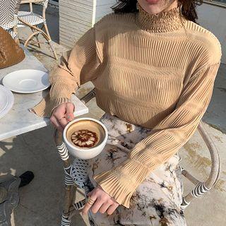 Turtleneck Smocked Blouse