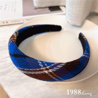 Argyle Wide Headband Blue & Wine Red - One Size