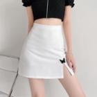 High Waist Butterfly Accent Mini A-line Skirt