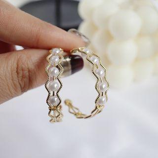 Beaded Cutout Hoop Earring