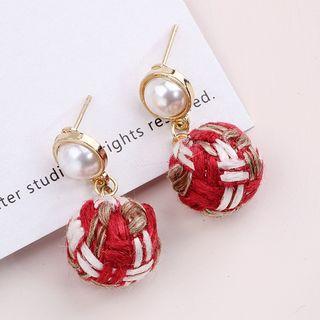 Faux Pearl Knit Bobble Drop Earring / Clip-on Earring