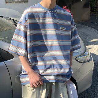 Color-block Striped Short-sleeve Tee