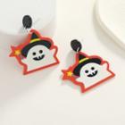 Halloween Acrylic Dangle Earring 1 Pair - Black & Red & White - One Size