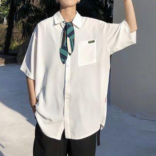Pocket Detail Oversize Elbow-sleeve Shirt