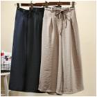 Crop Tie-waist Wide-leg Pants Almond - L