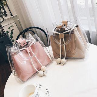 Set: Transparent Bucket Bag + Pouch