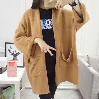 Open Front Pocketed Long Cardigan