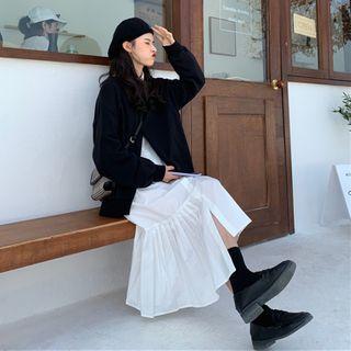 Long-sleeve Midi A Line Shirt Dress / Sweatshirt