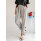 Plus Size Elasticized-waist Straight-cut Glen-plaid Pants