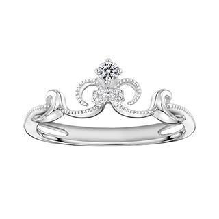 18k White Gold Diamond Mermaid Milgrain Crown Bridal Wedding Ring (0.05cttw)